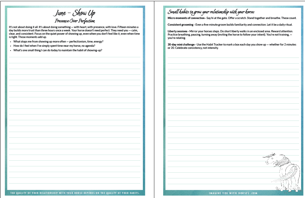 Horse & Heart Journal - Show Up - Journal Prompts Horse & Heart Journal - Show Up